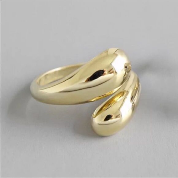 18k Gold Wrap Ring 925 stamped - Picture 1 of 9